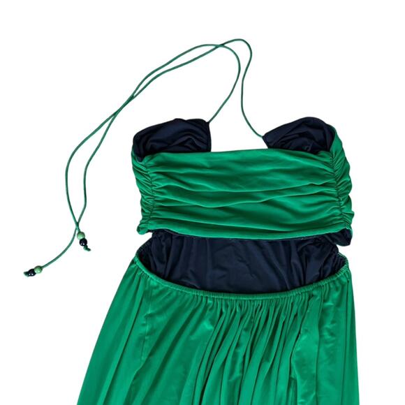Staud Kanha Reversible Mesh Halter Dress Clover Green Deep Sea Blue Maxi Dress - Picture 8 of 16